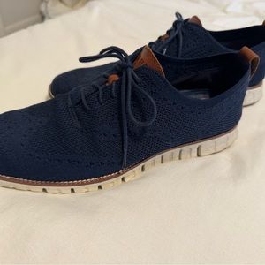 Cole Haan Zero Grand Wingtip Derby Oxfords Knit Blue 11.5 M